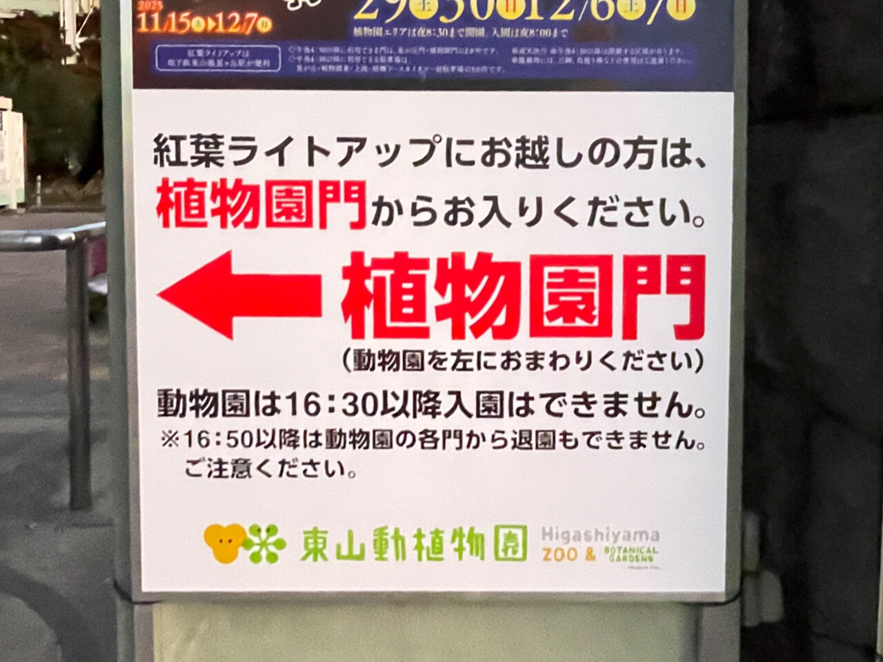 東山動植物園紅葉ライトアップ